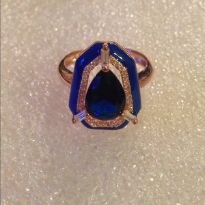 Rose gold over 925 natural sapphire enamel